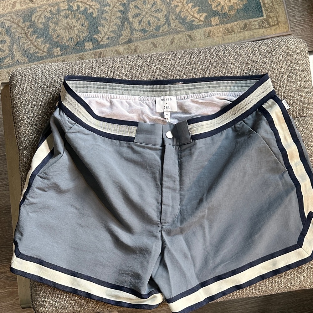 Reiss Light Blue Athletic Shorts with Navy & Cream Trim (XL)